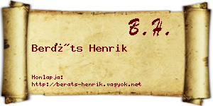 Beráts Henrik névjegykártya